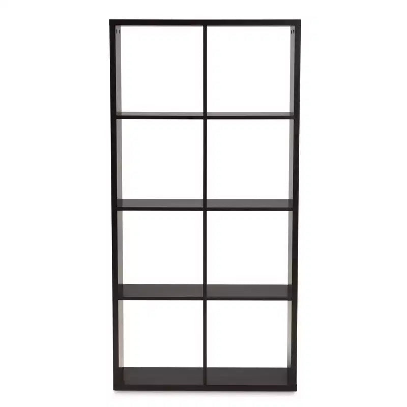 Janne 8 Cube Multipurpose Storage Shelf Dark Brown - Baxton Studio: Mid-Century Modern Cubby Organizer, Particle Board Frame