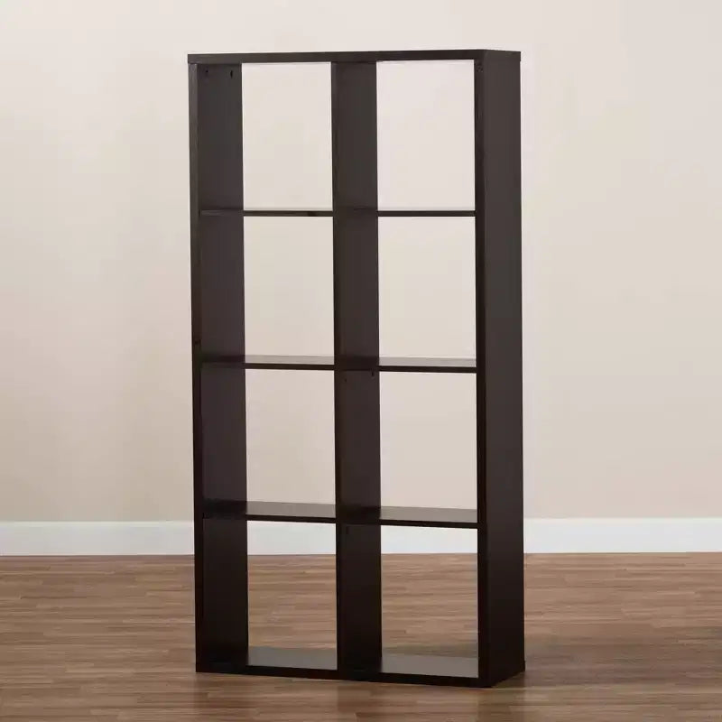 Janne 8 Cube Multipurpose Storage Shelf Dark Brown - Baxton Studio: Mid-Century Modern Cubby Organizer, Particle Board Frame