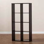 Janne 8 Cube Multipurpose Storage Shelf Dark Brown - Baxton Studio: Mid-Century Modern Cubby Organizer, Particle Board Frame