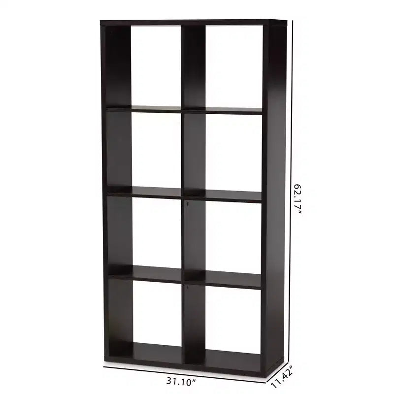 Janne 8 Cube Multipurpose Storage Shelf Dark Brown - Baxton Studio: Mid-Century Modern Cubby Organizer, Particle Board Frame