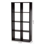 Janne 8 Cube Multipurpose Storage Shelf Dark Brown - Baxton Studio: Mid-Century Modern Cubby Organizer, Particle Board Frame