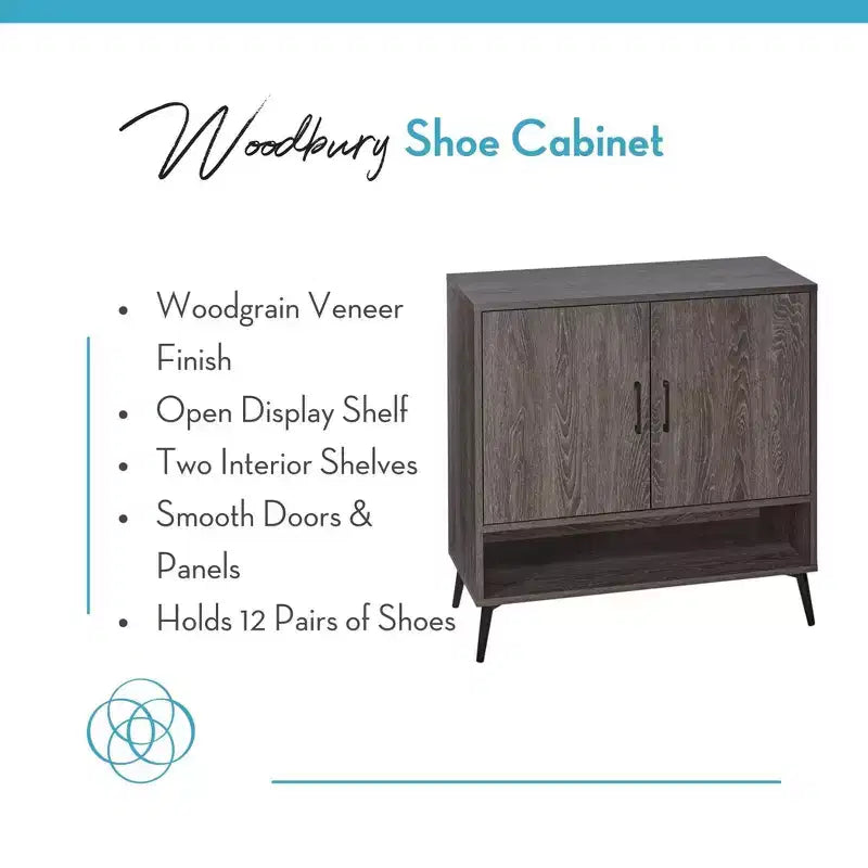 Meuble à chaussures RiverRidge Woodbury pour 12 paires de chaussures, rangement d'entrée avec étagères intérieures ouvertes et réglables, grain de bois vieilli