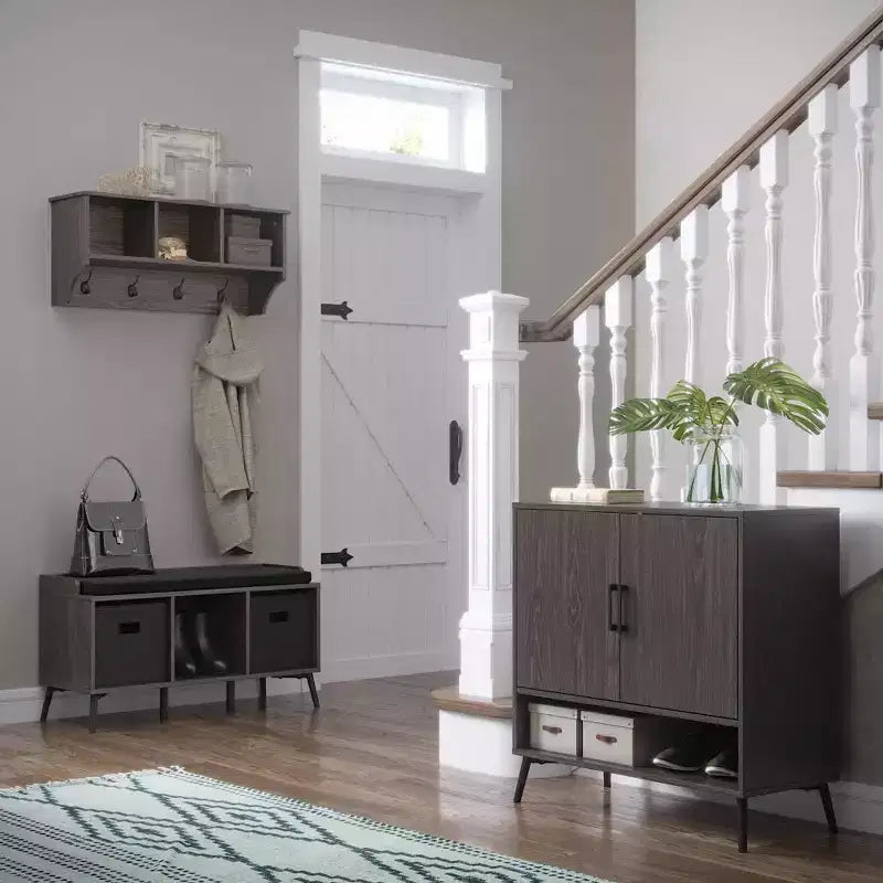 Meuble à chaussures RiverRidge Woodbury pour 12 paires de chaussures, rangement d'entrée avec étagères intérieures ouvertes et réglables, grain de bois vieilli