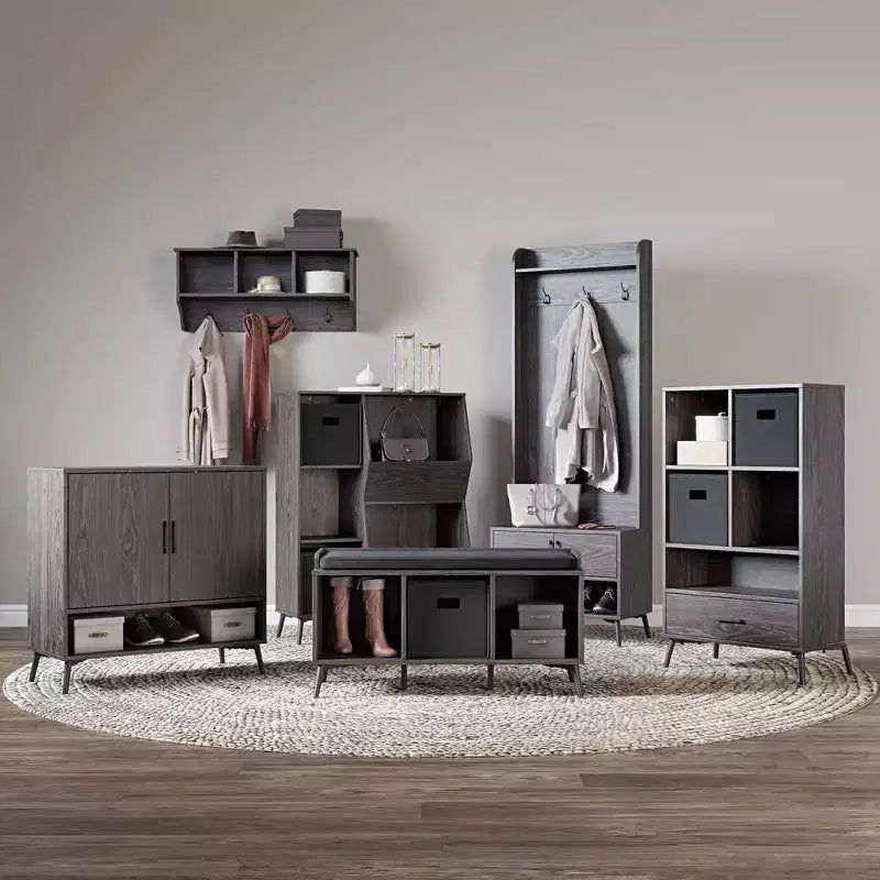 Meuble à chaussures RiverRidge Woodbury pour 12 paires de chaussures, rangement d'entrée avec étagères intérieures ouvertes et réglables, grain de bois vieilli
