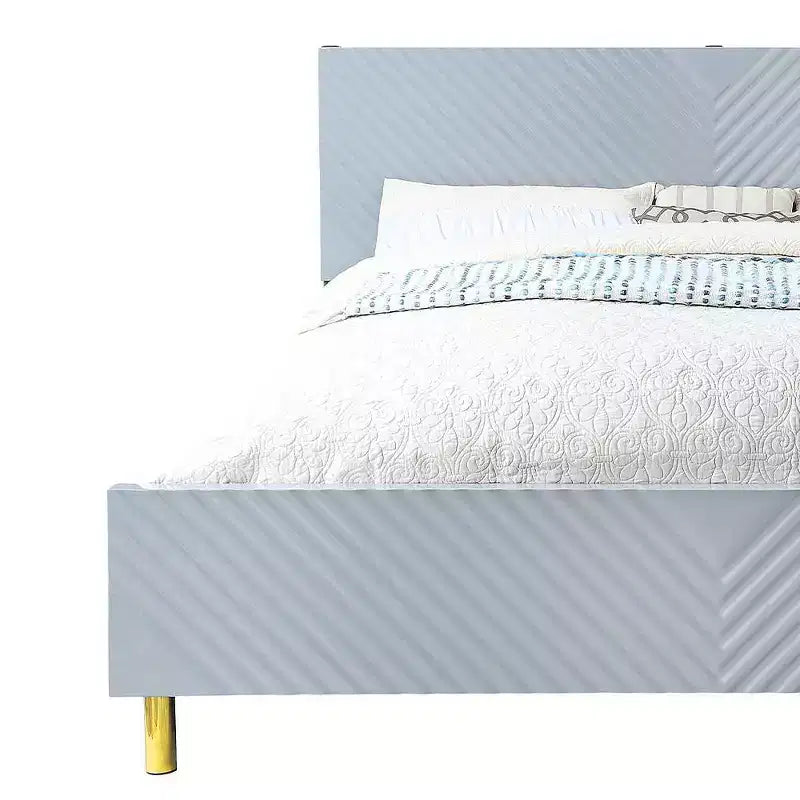 Acme Furniture Queen Gaines Bed Gray High Gloss Finish