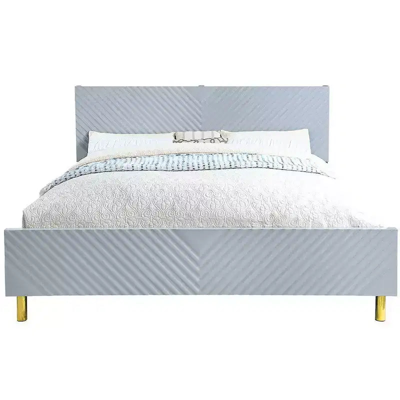 Acme Furniture Queen Gaines Bed Gray High Gloss Finish