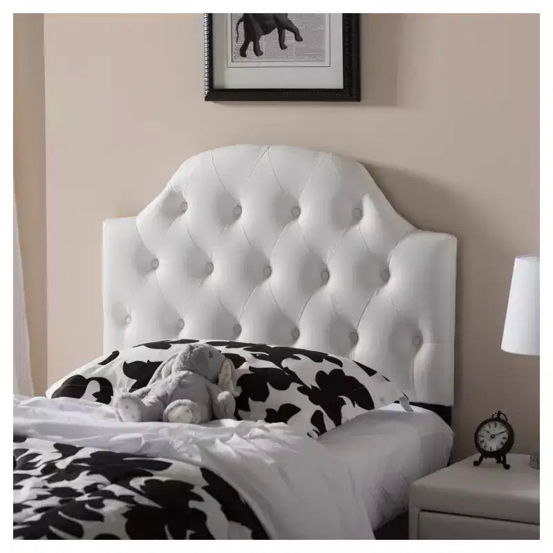 Morris Modern And Contemporary Faux Leather Upholstered Button - Tufted Scalloped Headboard - Baxton Studio