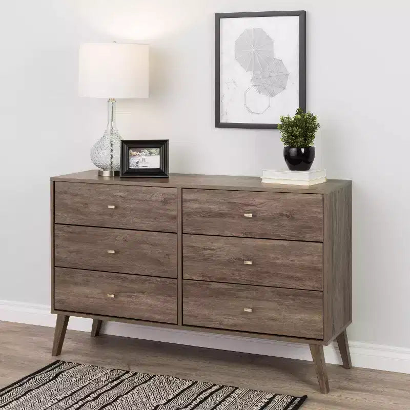 Mid Century Modern 6 Drawer Dresser - Prepac