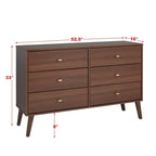 Mid Century Modern 6 Drawer Dresser - Prepac