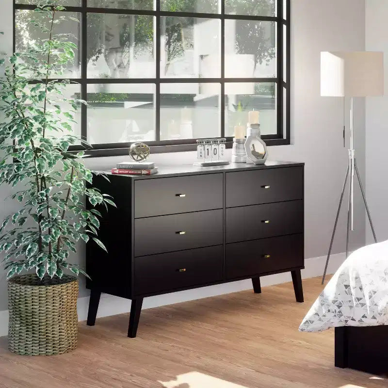 Mid Century Modern 6 Drawer Dresser - Prepac
