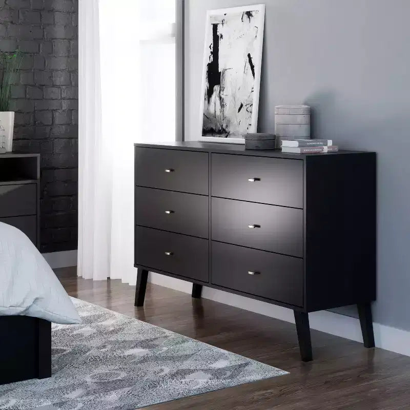 Mid Century Modern 6 Drawer Dresser - Prepac
