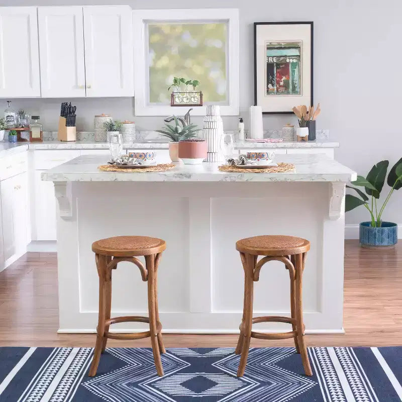 Rae Ratten Seat Backless Counter Height Barstool - Linon