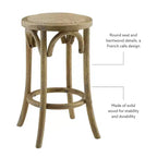 Rae Ratten Seat Backless Counter Height Barstool - Linon