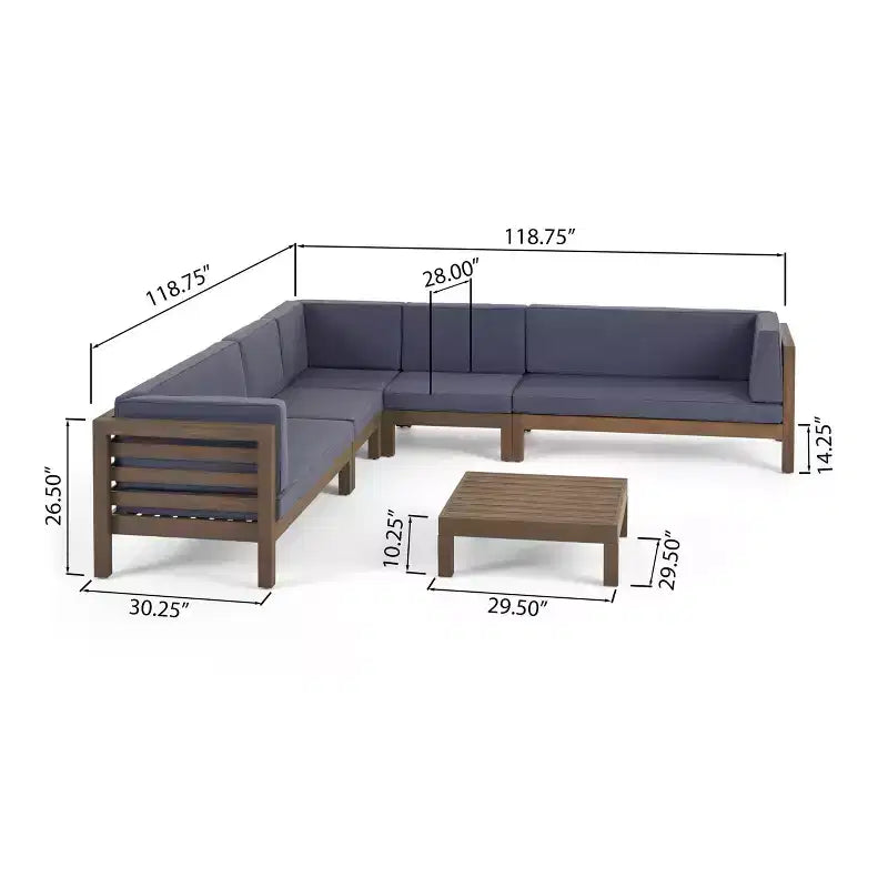 Oana, ensemble de six pièces en bois d'acacia pour terrasse - Christopher Knight Home