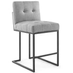 Tabouret de bar à hauteur de comptoir en acier inoxydable et tissu rembourré Privy Noir - Modway