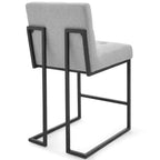 Tabouret de bar à hauteur de comptoir en acier inoxydable et tissu rembourré Privy Noir - Modway