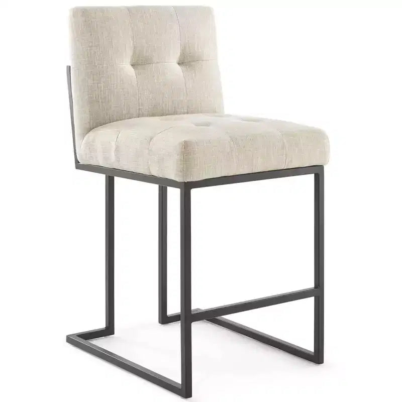 Tabouret de bar à hauteur de comptoir en acier inoxydable et tissu rembourré Privy Noir - Modway