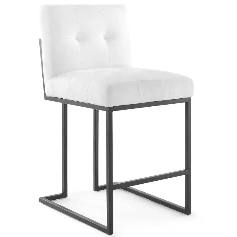 Tabouret de bar à hauteur de comptoir en acier inoxydable et tissu rembourré Privy Noir - Modway