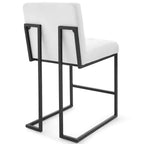 Tabouret de bar à hauteur de comptoir en acier inoxydable et tissu rembourré Privy Noir - Modway