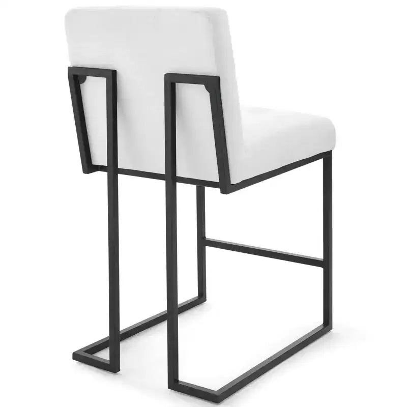 Tabouret de bar à hauteur de comptoir en acier inoxydable et tissu rembourré Privy Noir - Modway
