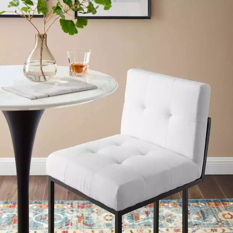 Tabouret de bar à hauteur de comptoir en acier inoxydable et tissu rembourré Privy Noir - Modway