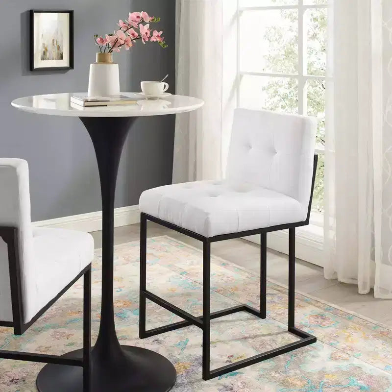 Tabouret de bar à hauteur de comptoir en acier inoxydable et tissu rembourré Privy Noir - Modway