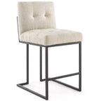 Tabouret de bar à hauteur de comptoir en acier inoxydable et tissu rembourré Privy Noir - Modway