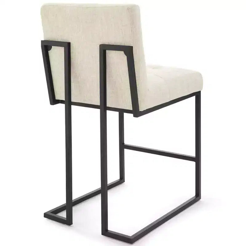 Tabouret de bar à hauteur de comptoir en acier inoxydable et tissu rembourré Privy Noir - Modway