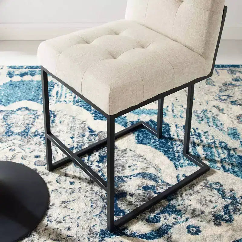 Tabouret de bar à hauteur de comptoir en acier inoxydable et tissu rembourré Privy Noir - Modway