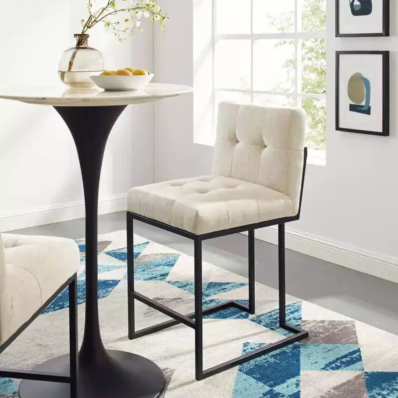 Tabouret de bar à hauteur de comptoir en acier inoxydable et tissu rembourré Privy Noir - Modway