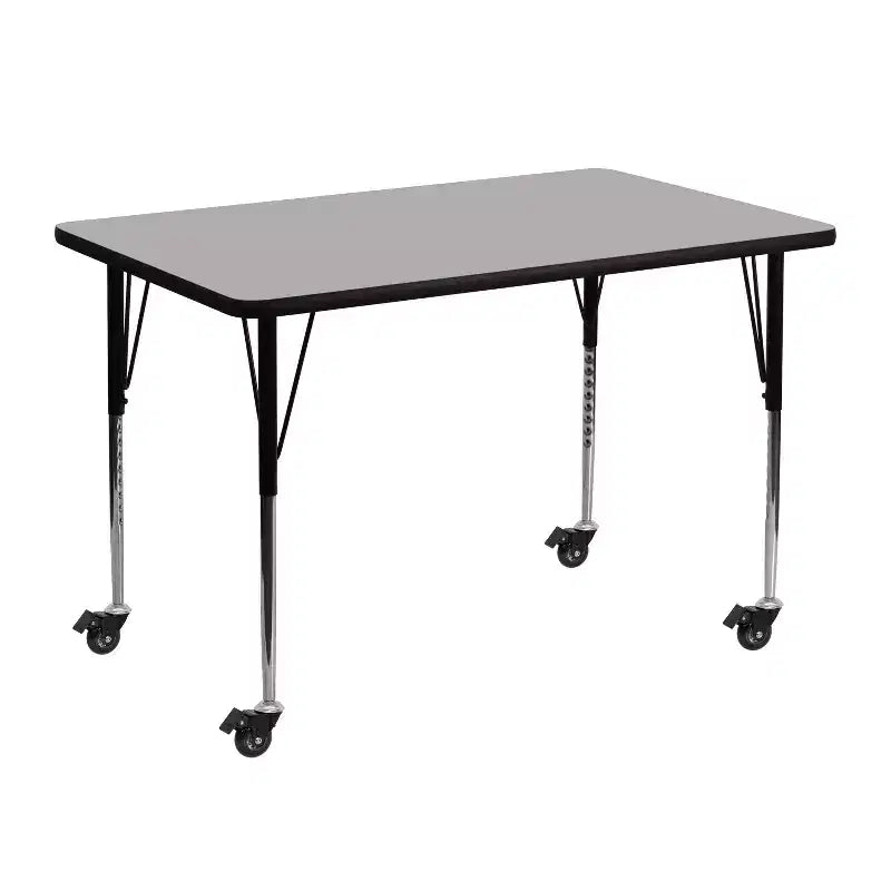Flash Furniture Table d'activités rectangulaire mobile 30" l. x 48" L. en stratifié thermique - Pieds réglables en hauteur standard