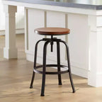 Elm Lane Radin Hammered Bronze Swivel Bar Stool Brown 29 High Industrial Adjustable Brown Seat with Footrest for Kitchen Counter Height Island Home