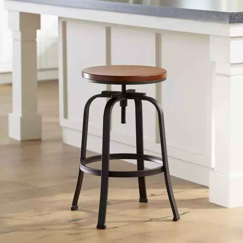 Elm Lane Radin Hammered Bronze Swivel Bar Stool Brown 29 High Industrial Adjustable Brown Seat with Footrest for Kitchen Counter Height Island Home