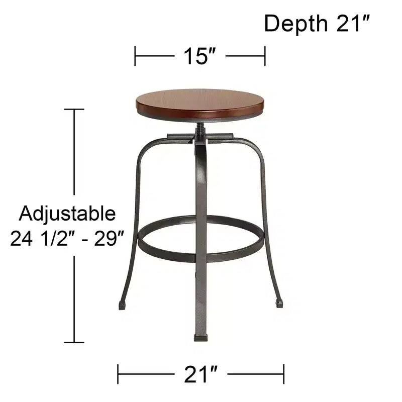 Elm Lane Radin Hammered Bronze Swivel Bar Stool Brown 29 High Industrial Adjustable Brown Seat with Footrest for Kitchen Counter Height Island Home
