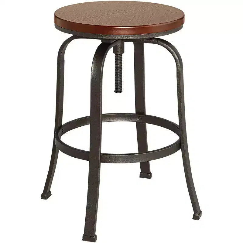 Elm Lane Radin Hammered Bronze Swivel Bar Stool Brown 29 High Industrial Adjustable Brown Seat with Footrest for Kitchen Counter Height Island Home