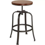 Elm Lane Radin Hammered Bronze Swivel Bar Stool Brown 29 High Industrial Adjustable Brown Seat with Footrest for Kitchen Counter Height Island Home
