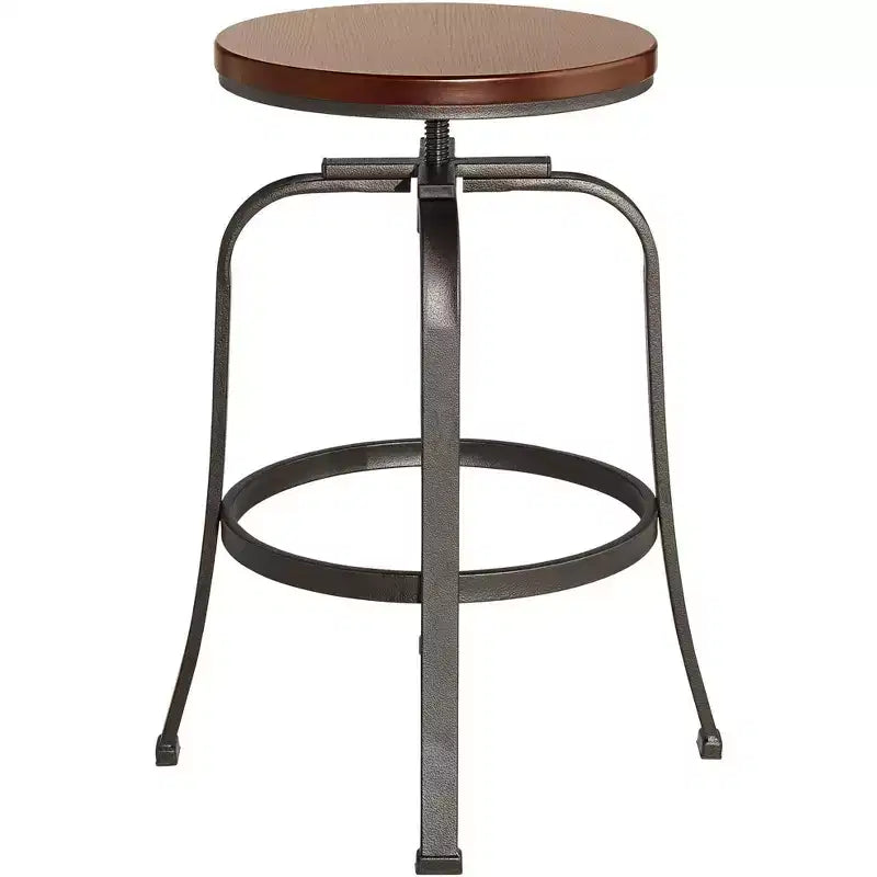 Elm Lane Radin Hammered Bronze Swivel Bar Stool Brown 29 High Industrial Adjustable Brown Seat with Footrest for Kitchen Counter Height Island Home