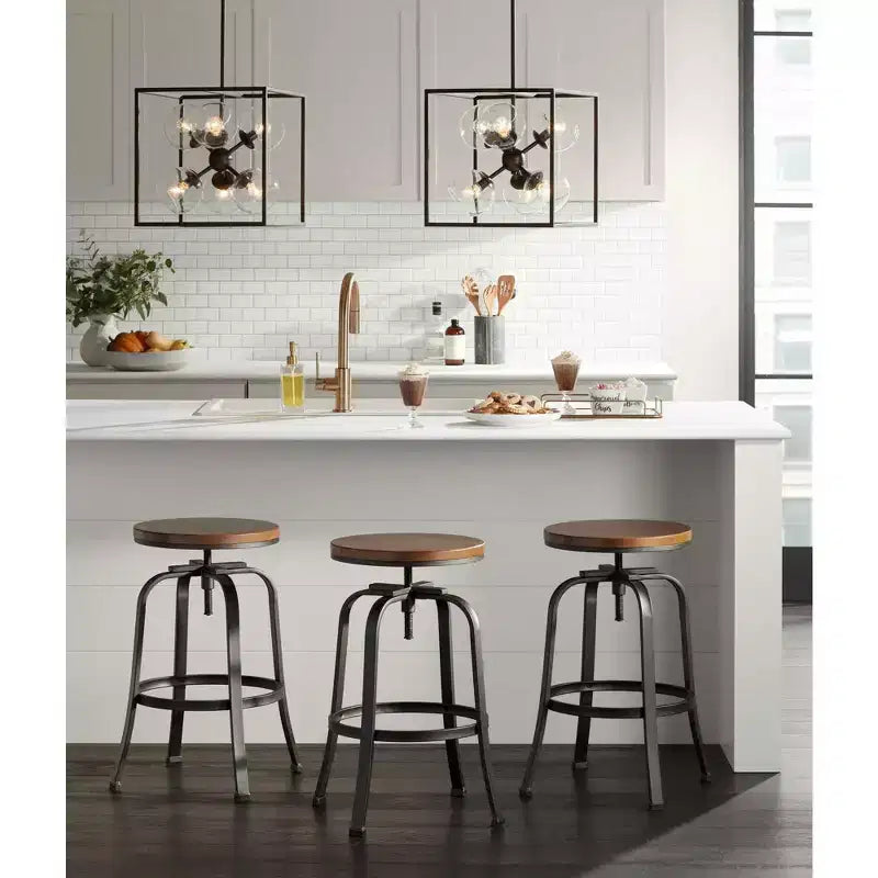 Elm Lane Radin Hammered Bronze Swivel Bar Stool Brown 29 High Industrial Adjustable Brown Seat with Footrest for Kitchen Counter Height Island Home