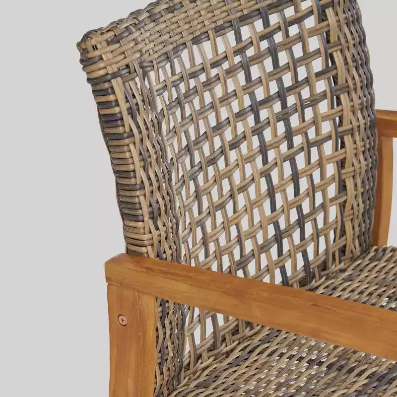 Ensemble de 5 fauteuils de jardin Hampton en bois et osier avec brasero - Christopher Knight Home