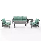 Kaplan 5pc Outdoor Sofa Set with Sofa & 2 Chairs with Coffee Table & Side Table - Crosley