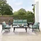 Kaplan 5pc Outdoor Sofa Set with Sofa & 2 Chairs with Coffee Table & Side Table - Crosley