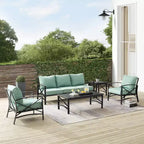 Kaplan 5pc Outdoor Sofa Set with Sofa & 2 Chairs with Coffee Table & Side Table - Crosley