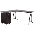 Flash Furniture Laminate L-Shape Desk with Three Drawer Pedestal