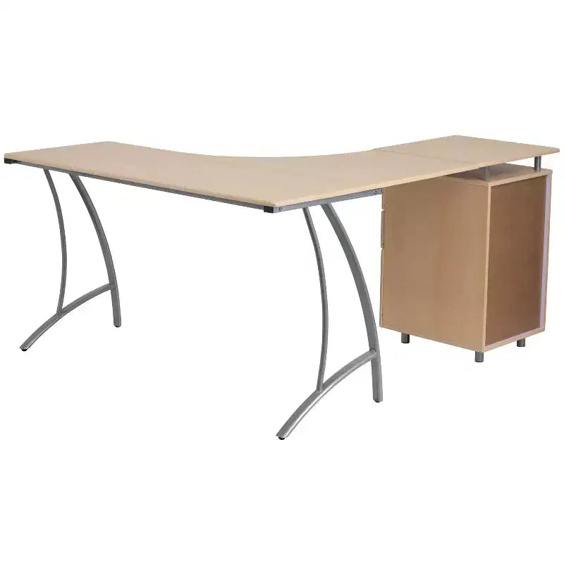 Flash Furniture Laminate L-Shape Desk with Three Drawer Pedestal