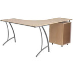 Flash Furniture Laminate L-Shape Desk with Three Drawer Pedestal