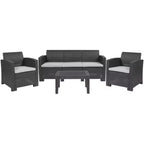 Flash Furniture Ensemble quatre pièces de fauteuils, canapé et table de jardin en similicuir tressé