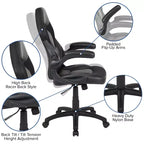 Flash Furniture X10 Gaming Chair Racing Office Ergonomic Computer PC Adjustable Swivel Chair with Flip-up Arms
