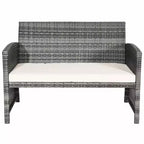 Costway Salon de Jardin 4 Pièces en Rotin Canape et Coussins Assise en Osier Gris Mélange