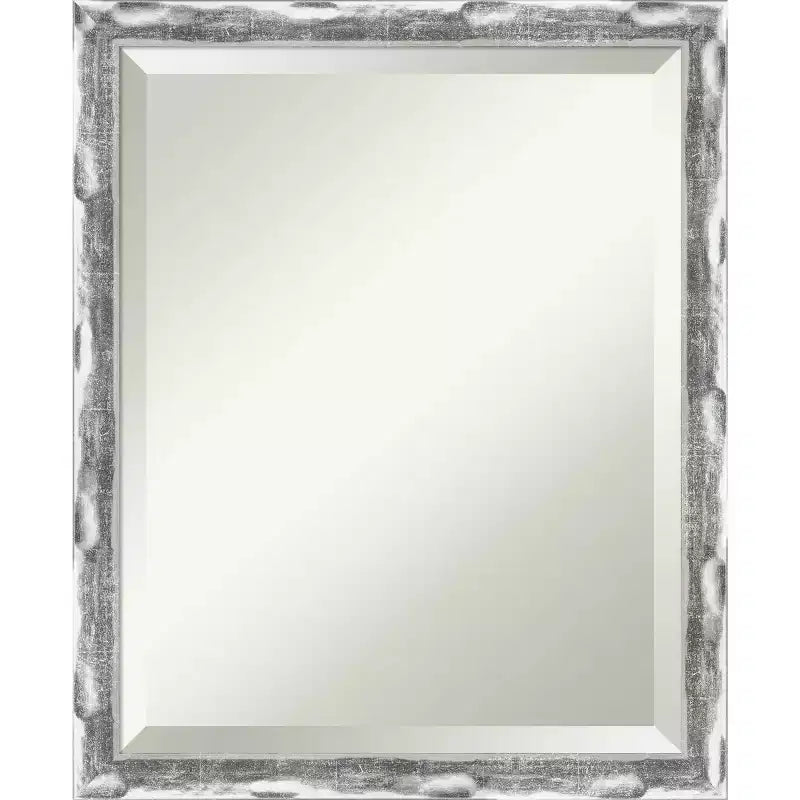 Scratched Wave Framed Bathroom Vanity Wall Mirror Chrome - Amanti Art