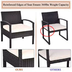 Costway 3PCS Patio Rattan Furniture Set Storage Table Cushioned Sofa Deck Red\Turquoise\White